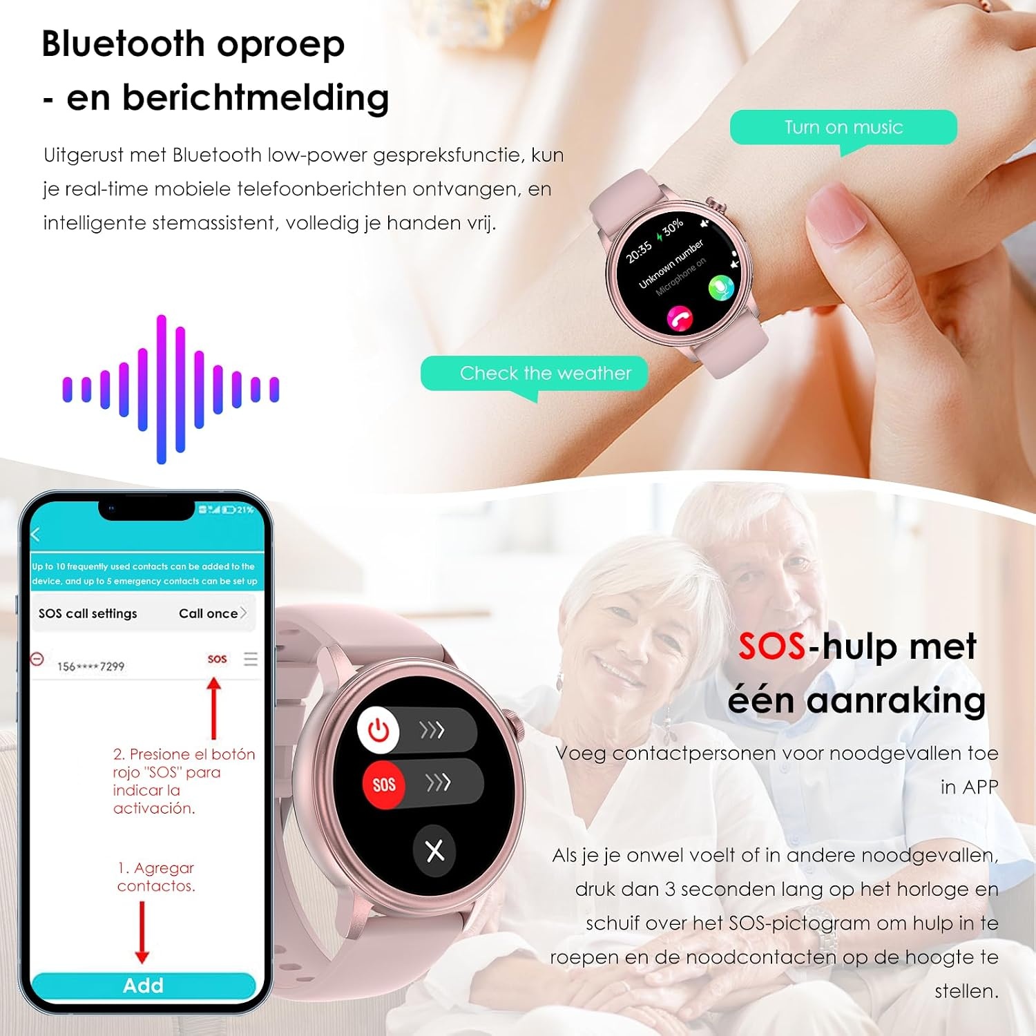 Smartwatch ECG Hartslag Bloeddruk 1.39" Zwart - 53% Korting