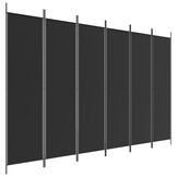 vidaXL Kamerscherm 6 Panel Stoffen Ruimteverdeler 300x200 cm Zwart - 34% Korting
