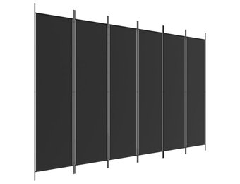 vidaXL Kamerscherm 6 Panel Stoffen Ruimteverdeler 300x200 cm Zwart - 34% Korting