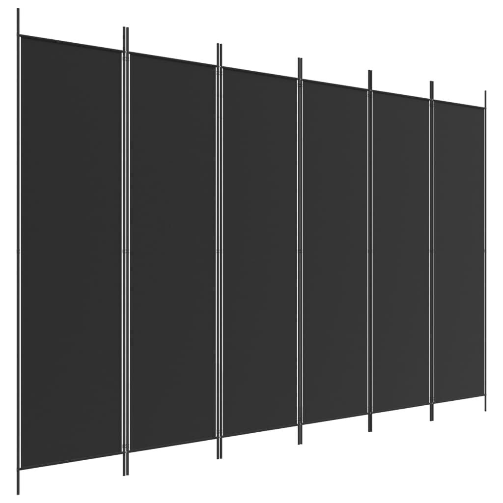vidaXL Kamerscherm 6 Panel Stoffen Ruimteverdeler 300x200 cm Zwart - 34% Korting