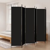 vidaXL Kamerscherm 6 Panel Stoffen Ruimteverdeler 300x200 cm Zwart - 34% Korting
