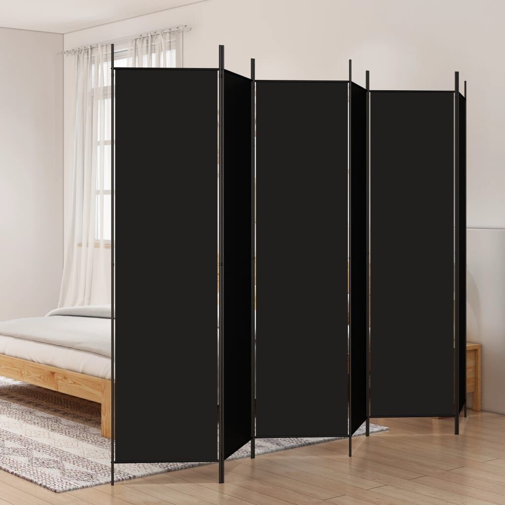 vidaXL Kamerscherm 6 Panel Stoffen Ruimteverdeler 300x200 cm Zwart - 34% Korting