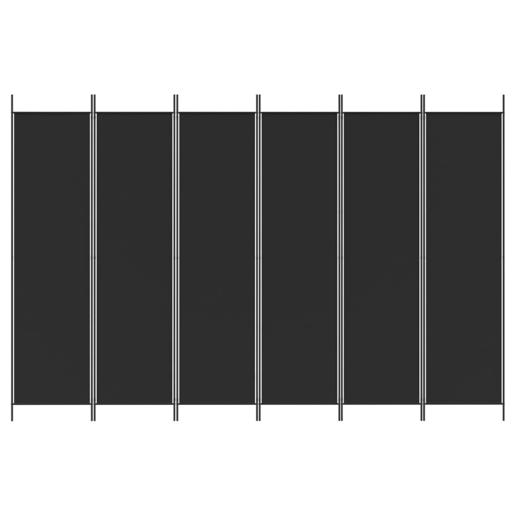 vidaXL Kamerscherm 6 Panel Stoffen Ruimteverdeler 300x200 cm Zwart - 34% Korting
