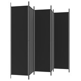 vidaXL Kamerscherm 6 Panel Stoffen Ruimteverdeler 300x200 cm Zwart - 34% Korting