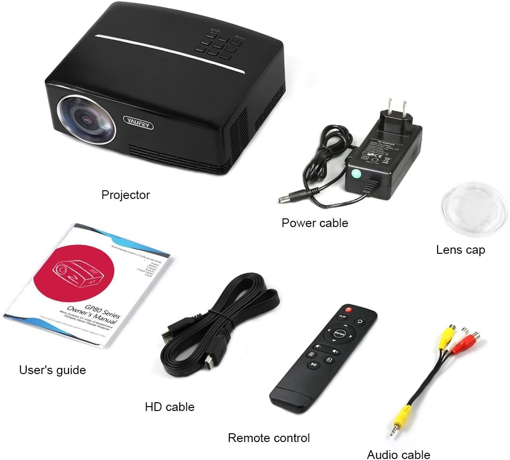 Mini LED Projector Zwart 2000 Lumen - Compact Thuisbioscoop 34% Korting