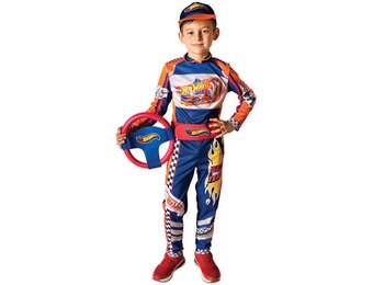 Hot Wheels Pilotenpak Jongen Blauw Oranje Maat 5-7 Jaar met Race Team Kostuum - 33% Korting!