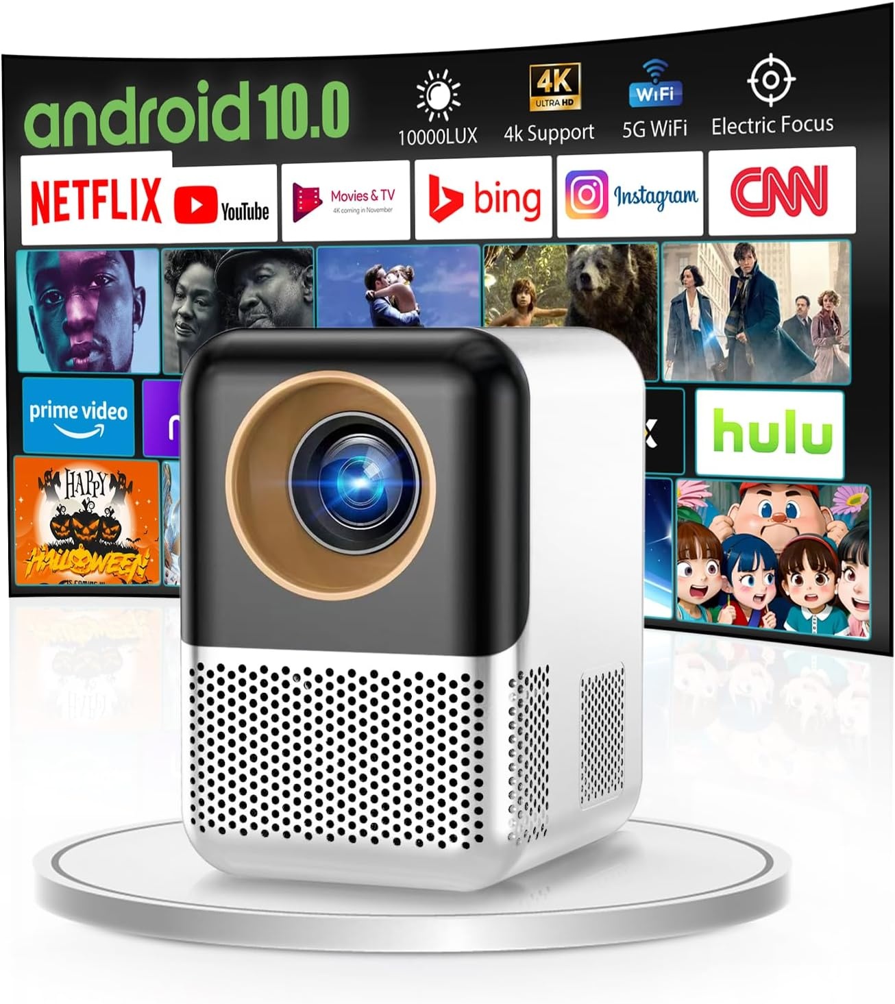 Mini Beamer 1080p met Android 10, Autofocus & Bluetooth (35% korting)