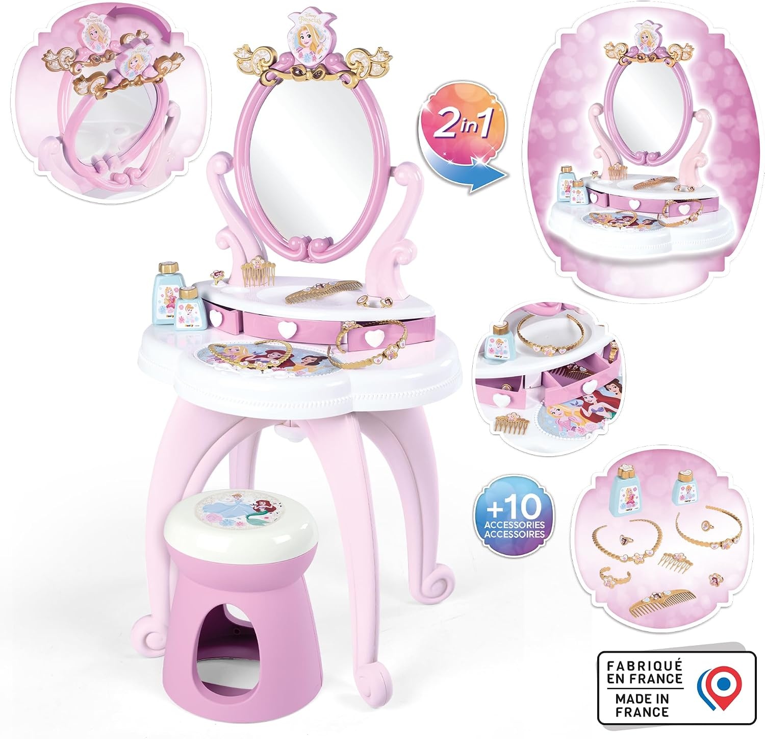 Smoby Disney Prinsessen Kaptafel 2-in-1 met Spiegel & 10 Accessoires - 34% Korting