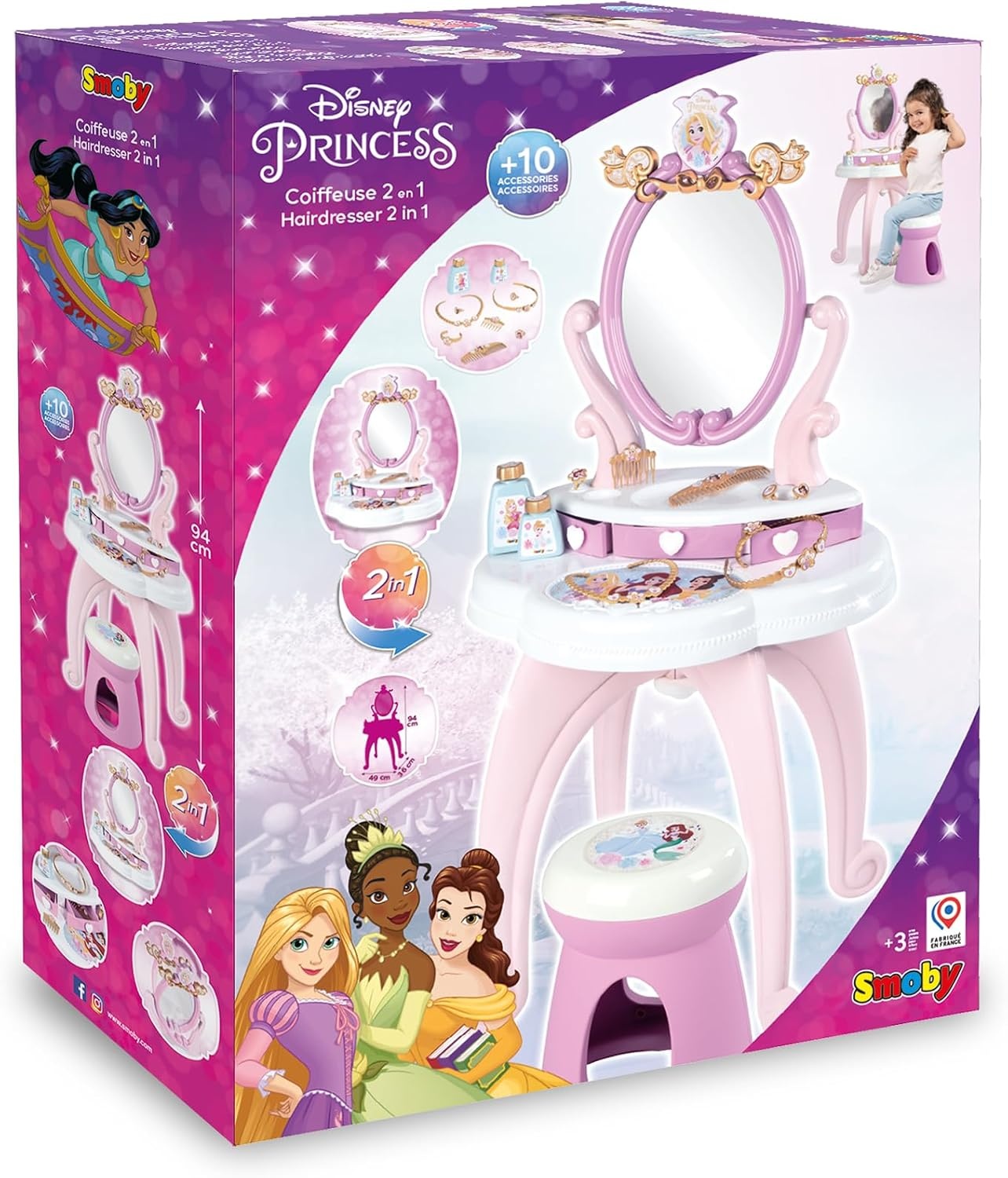 Smoby Disney Prinsessen Kaptafel 2-in-1 met Spiegel & 10 Accessoires - 34% Korting