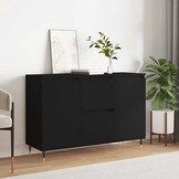 Zwart Bewerk Hout Dressoir 104x35x70 cm - 34% Korting!
