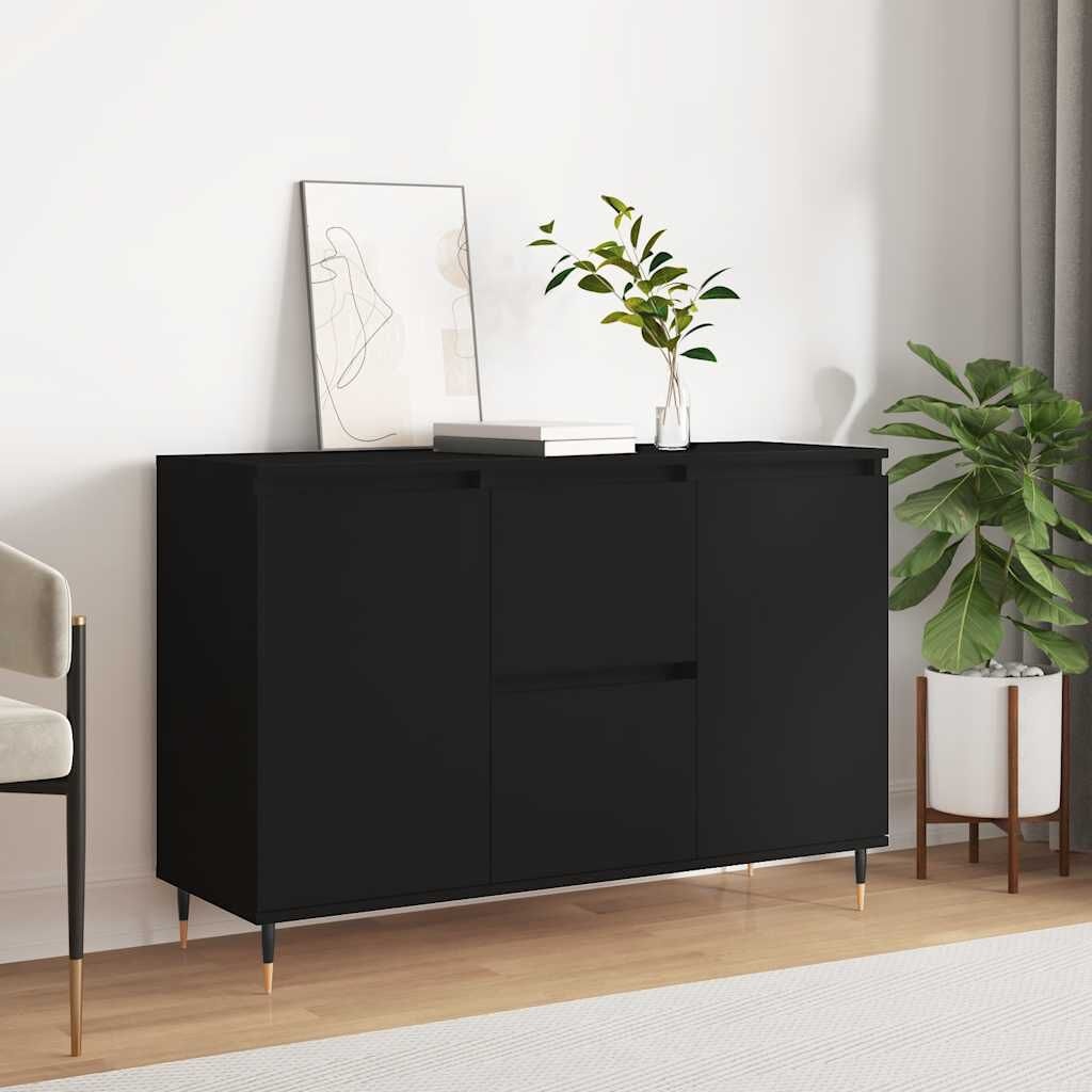 Zwart Bewerk Hout Dressoir 104x35x70 cm - 34% Korting!