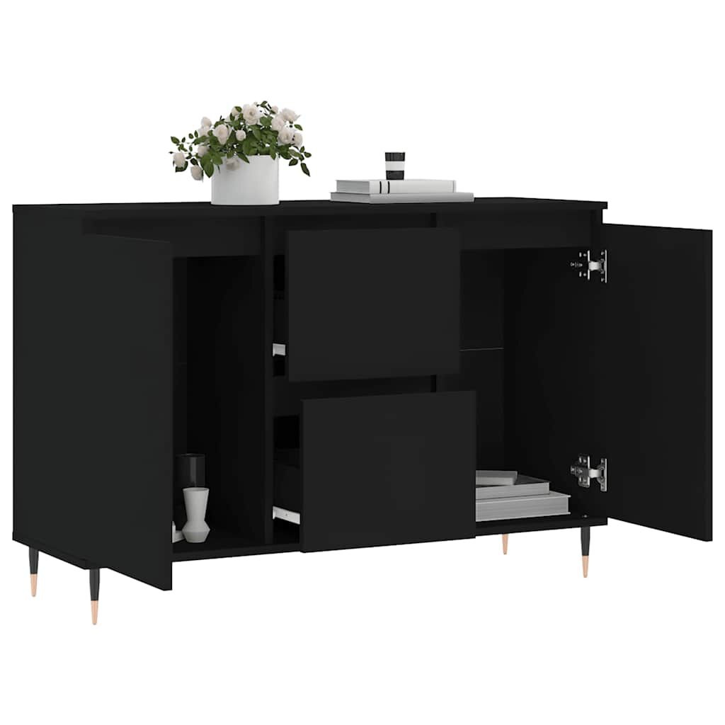 Zwart Bewerk Hout Dressoir 104x35x70 cm - 34% Korting!