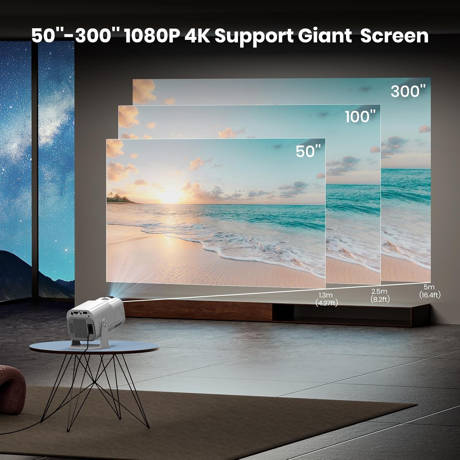 Draagbare Mini Projector Beige - 1080P Wi-Fi/Bluetooth - 35% Korting