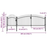 Tuinpoort 1,5x4m Zwart Staal - 35% Korting