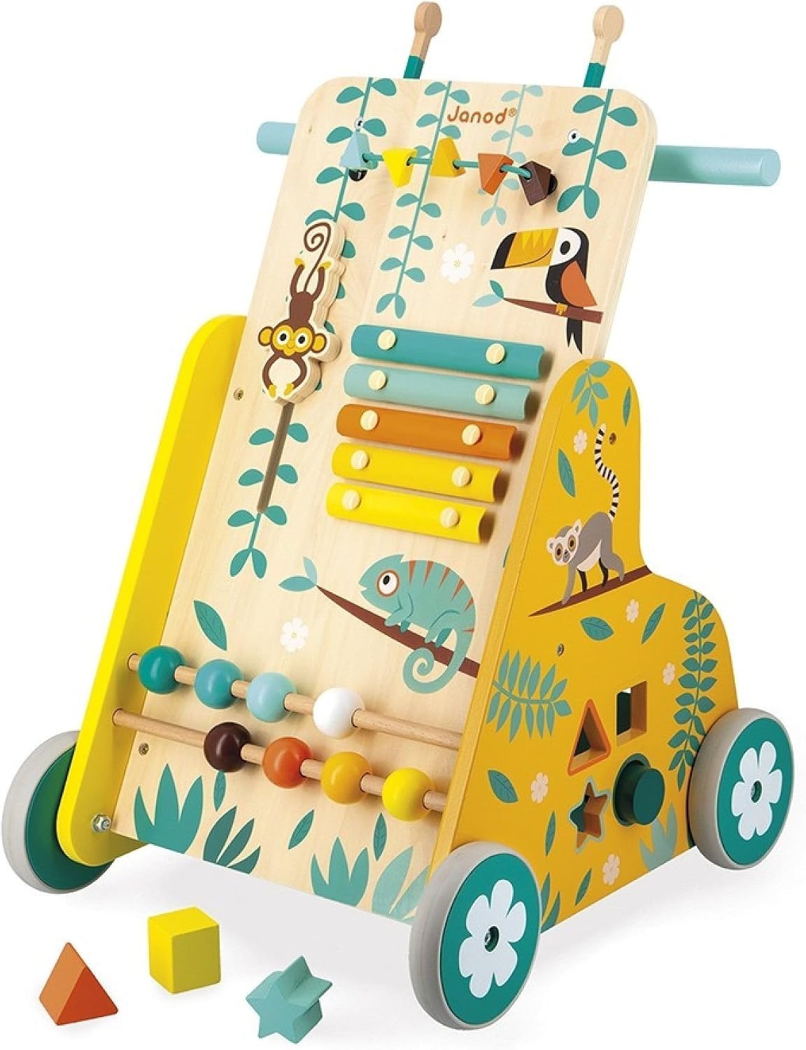 Janod Tropik Multifunctionele Trolley - Educatief Speelgoed met 6 Activiteiten - 34% Korting