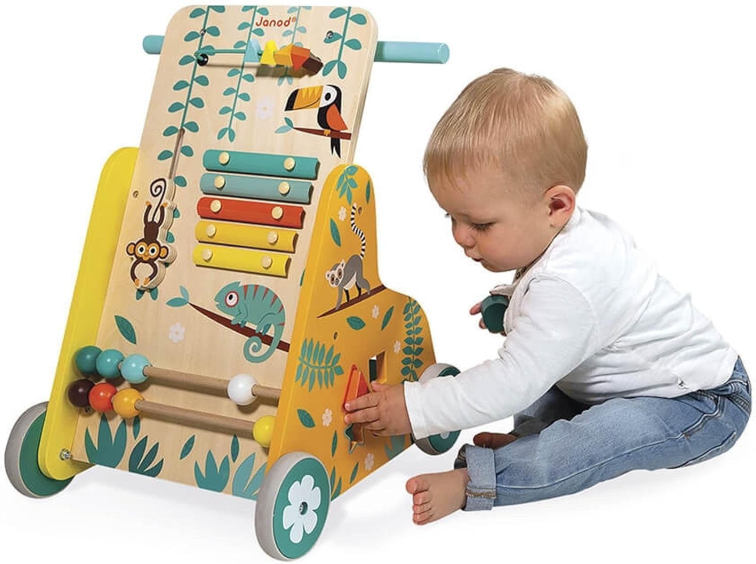 Janod Tropik Multifunctionele Trolley - Educatief Speelgoed met 6 Activiteiten - 34% Korting