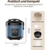 Blauwe Rijstkoker & Stoompan (1L) 400W - 34% Korting