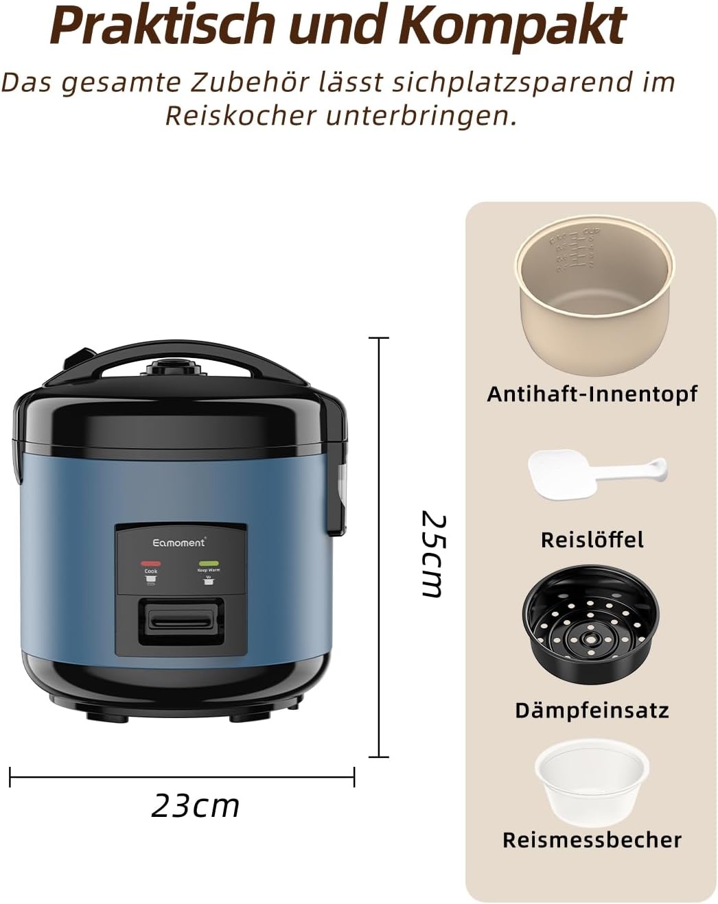Blauwe Rijstkoker & Stoompan (1L) 400W - 34% Korting
