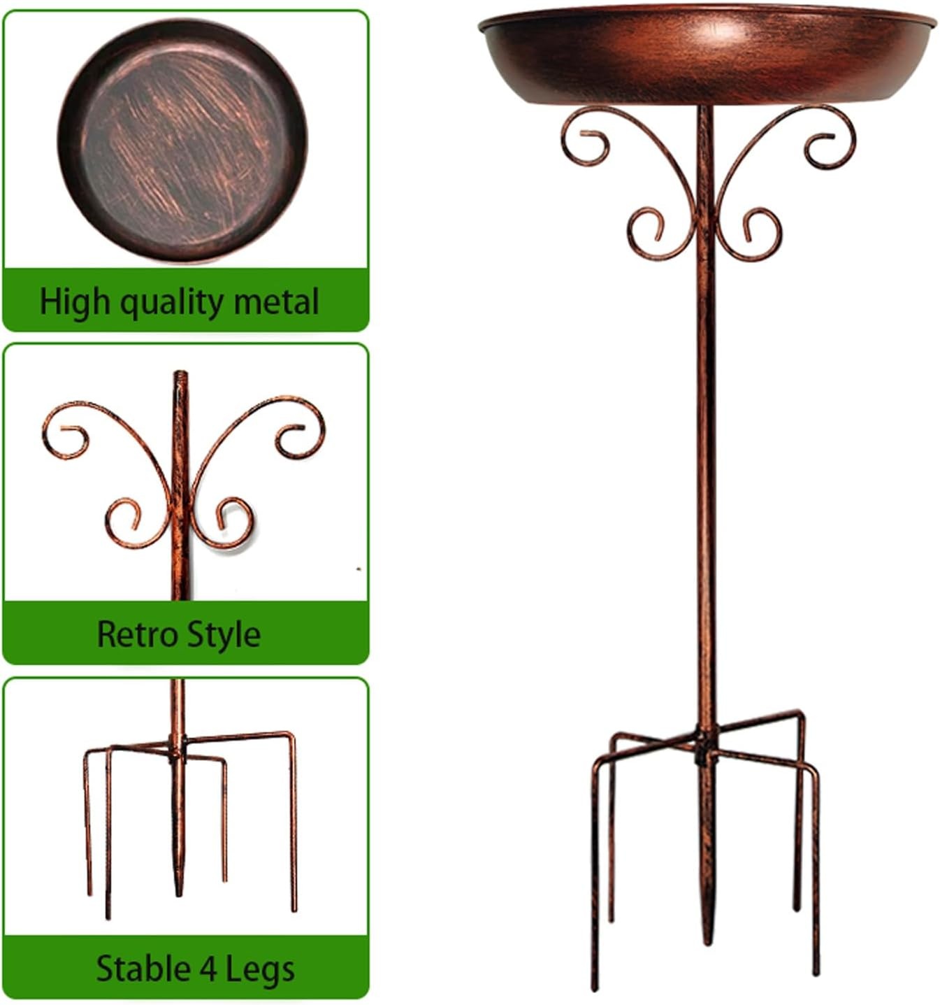Metalen Vogelbad met Standaard (76cm) - 33% Korting