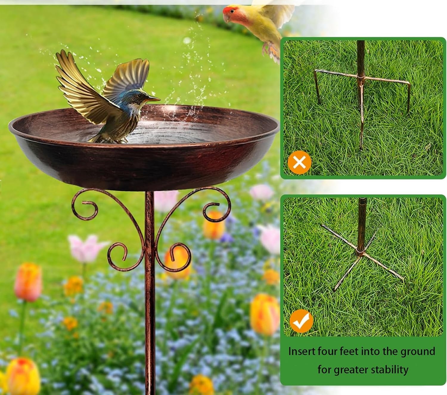 Metalen Vogelbad met Standaard (76cm) - 33% Korting