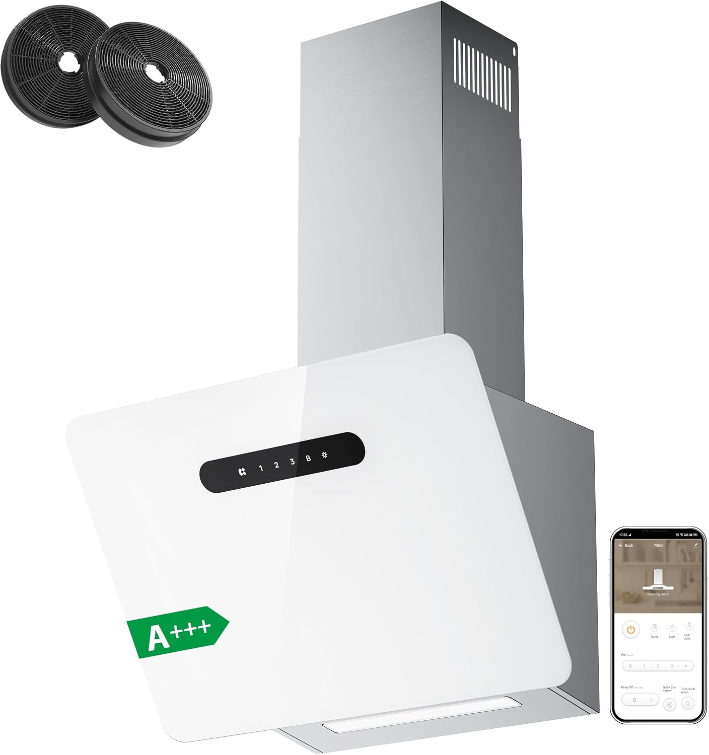 CIARRA Afzuigkap 60 cm Wit - 35% Korting