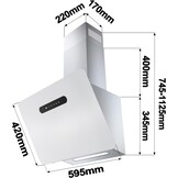 CIARRA Afzuigkap 60 cm Wit - 35% Korting
