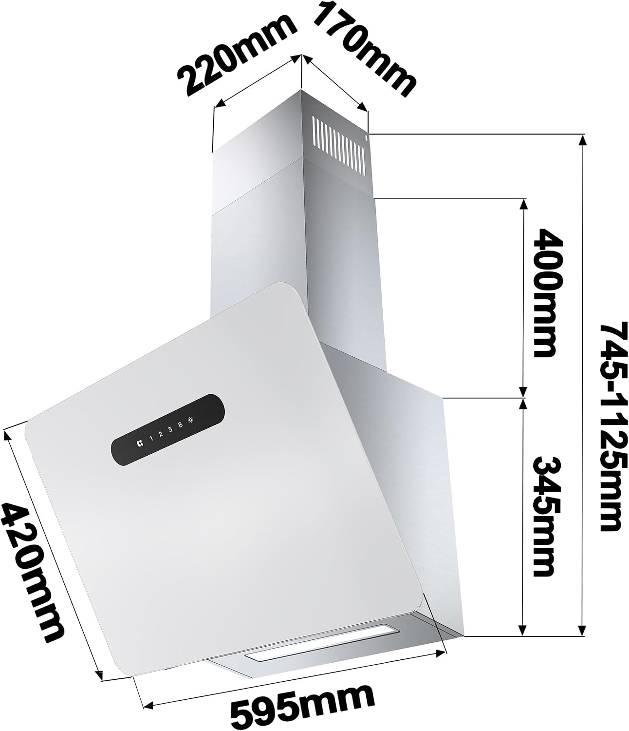 CIARRA Afzuigkap 60 cm Wit - 35% Korting