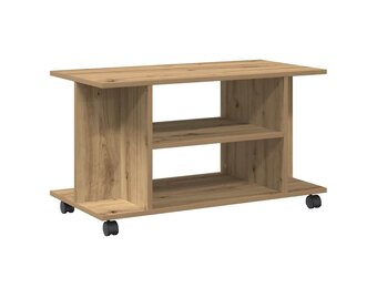 TV-meubel met wieltjes - Artisanaal Eiken - 80x40x45cm - 34% Korting