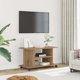 TV-meubel met wieltjes - Artisanaal Eiken - 80x40x45cm - 34% Korting