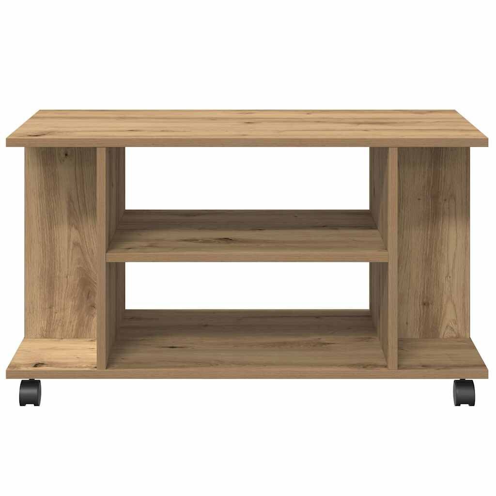TV-meubel met wieltjes - Artisanaal Eiken - 80x40x45cm - 34% Korting