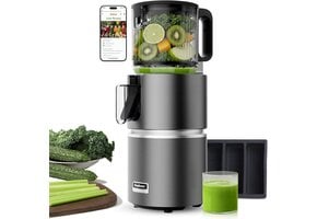 Anybear 350 W sapcentrifuge met 124 mm vulschacht Slow Juicer met dubbele haktechnologie voor hele vruchten en groenten, hoge sapopbrengst, BPA-vrij Tritan-materiaal (donkergrijs)