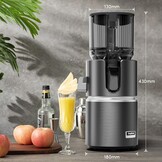 Anybear 350 W sapcentrifuge met 124 mm vulschacht Slow Juicer met dubbele haktechnologie voor hele vruchten en groenten, hoge sapopbrengst, BPA-vrij Tritan-materiaal (donkergrijs)