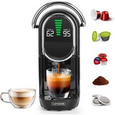 Magician1 Mini 5-in-1 Koffiecupmachine voor Nespresso, Dolce Gusto, Lavazza A Modo Mio, ESE 44mm Pads & Gemalen Koffie, 20 Bar, 1450W, LED-display, 7 Waterstanden, Warm-Koude Modus, Koffiemachine