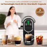 Magician1 Mini 5-in-1 Koffiecupmachine voor Nespresso, Dolce Gusto, Lavazza A Modo Mio, ESE 44mm Pads & Gemalen Koffie, 20 Bar, 1450W, LED-display, 7 Waterstanden, Warm-Koude Modus, Koffiemachine