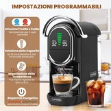 Magician1 Mini 5-in-1 Koffiecupmachine voor Nespresso, Dolce Gusto, Lavazza A Modo Mio, ESE 44mm Pads & Gemalen Koffie, 20 Bar, 1450W, LED-display, 7 Waterstanden, Warm-Koude Modus, Koffiemachine