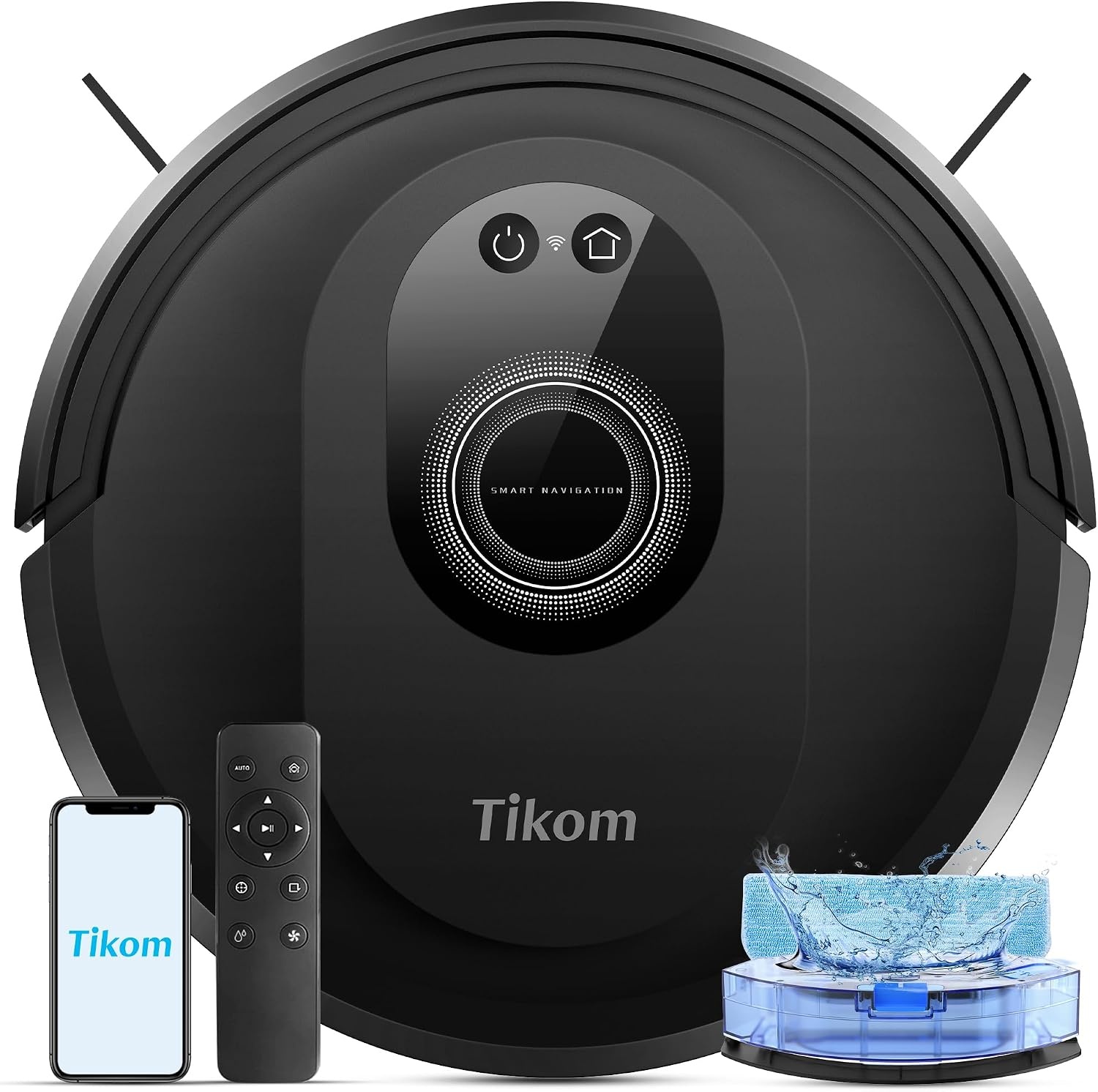 Tikom G8000 Max robotstofzuiger met dweilfunctie, 2-in-1, 5000 Pa sterke zuigkracht, zelfopladend, wifi, max. 150 min, ideaal voor dierenharen, tapijt, harde vloeren