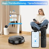 Tikom G8000 Max robotstofzuiger met dweilfunctie, 2-in-1, 5000 Pa sterke zuigkracht, zelfopladend, wifi, max. 150 min, ideaal voor dierenharen, tapijt, harde vloeren