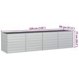 vidaXL Plantenbak verhoogd 320x80x77 cm gegalvaniseerd staal zilver