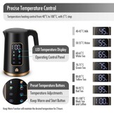 ForMe Roestvrijstalen Waterkoker 1,7 L Temperatuurkeuze 40-100°C I LED digitale temperatuurweergave I 7 Kleuren LED Verlichting I Theepot Theeketel I Warmhoudfunctie I BPA-vrij