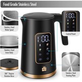 ForMe Roestvrijstalen Waterkoker 1,7 L Temperatuurkeuze 40-100°C I LED digitale temperatuurweergave I 7 Kleuren LED Verlichting I Theepot Theeketel I Warmhoudfunctie I BPA-vrij