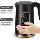 ForMe Roestvrijstalen Waterkoker 1,7 L Temperatuurkeuze 40-100°C I LED digitale temperatuurweergave I 7 Kleuren LED Verlichting I Theepot Theeketel I Warmhoudfunctie I BPA-vrij