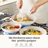 Redchef keramische pan, 6-delige pannenset met afneembare steel, pan vaatwasmachinebestendig, PTFE-vrij PFAS-vrij PFOA-vrij, beige