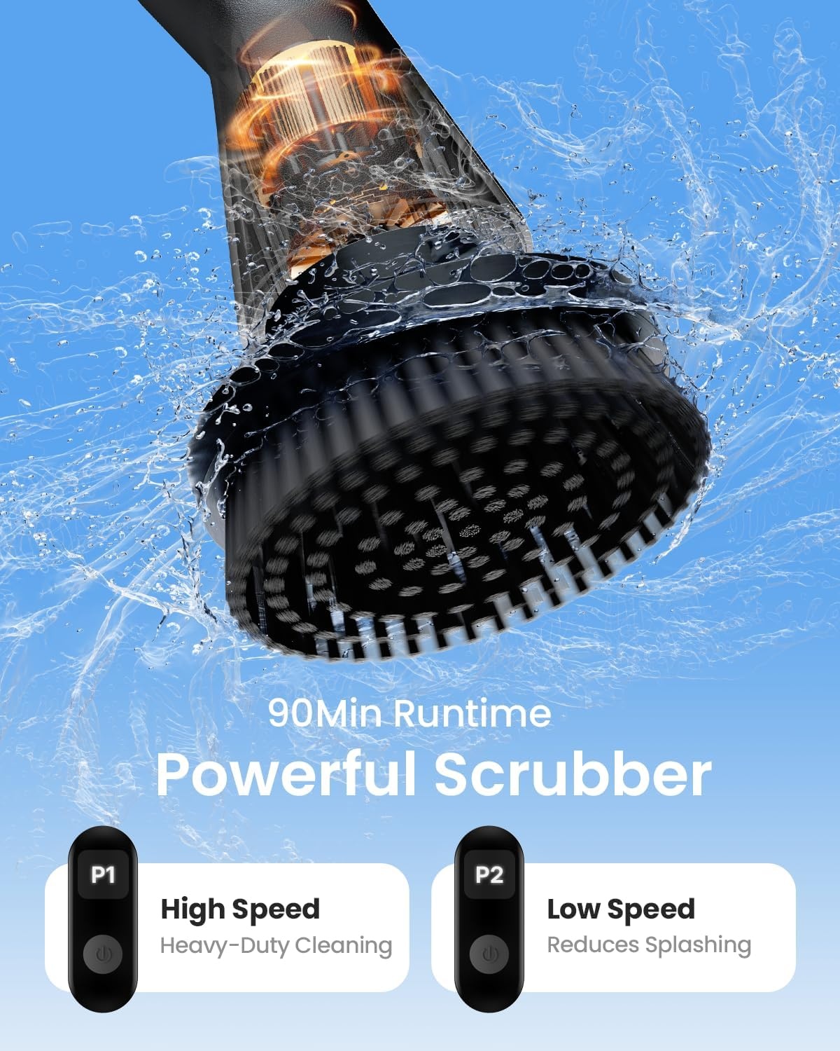 Leebein Elektrische reinigingsborstel, nieuwe Spin Scrubber, IPX7 waterdicht en 7 borstelkoppen, uittrekbare lange handgreep en 2 snelheden, schrobber voor badkamer, vloer, keuken