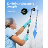Leebein Elektrische reinigingsborstel, nieuwe Spin Scrubber, IPX7 waterdicht en 7 borstelkoppen, uittrekbare lange handgreep en 2 snelheden, schrobber voor badkamer, vloer, keuken