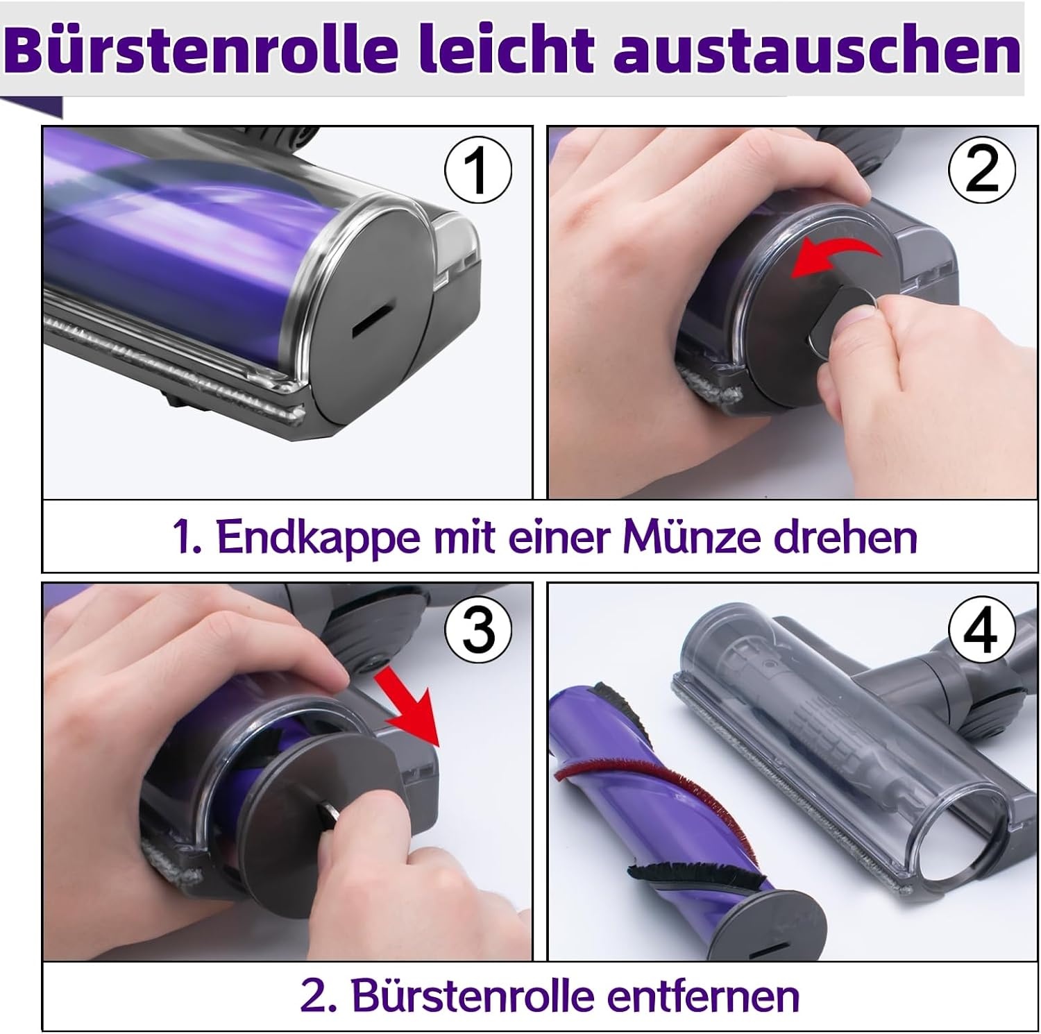 borstel en vloerzuigmond compatibel met Dyson V7, V8, V10, V11, V15, reserveonderdeel en accessoires voor Dyson stofzuiger, directe aandrijving, reiniger, kop, turbine met snelspanner voor harde