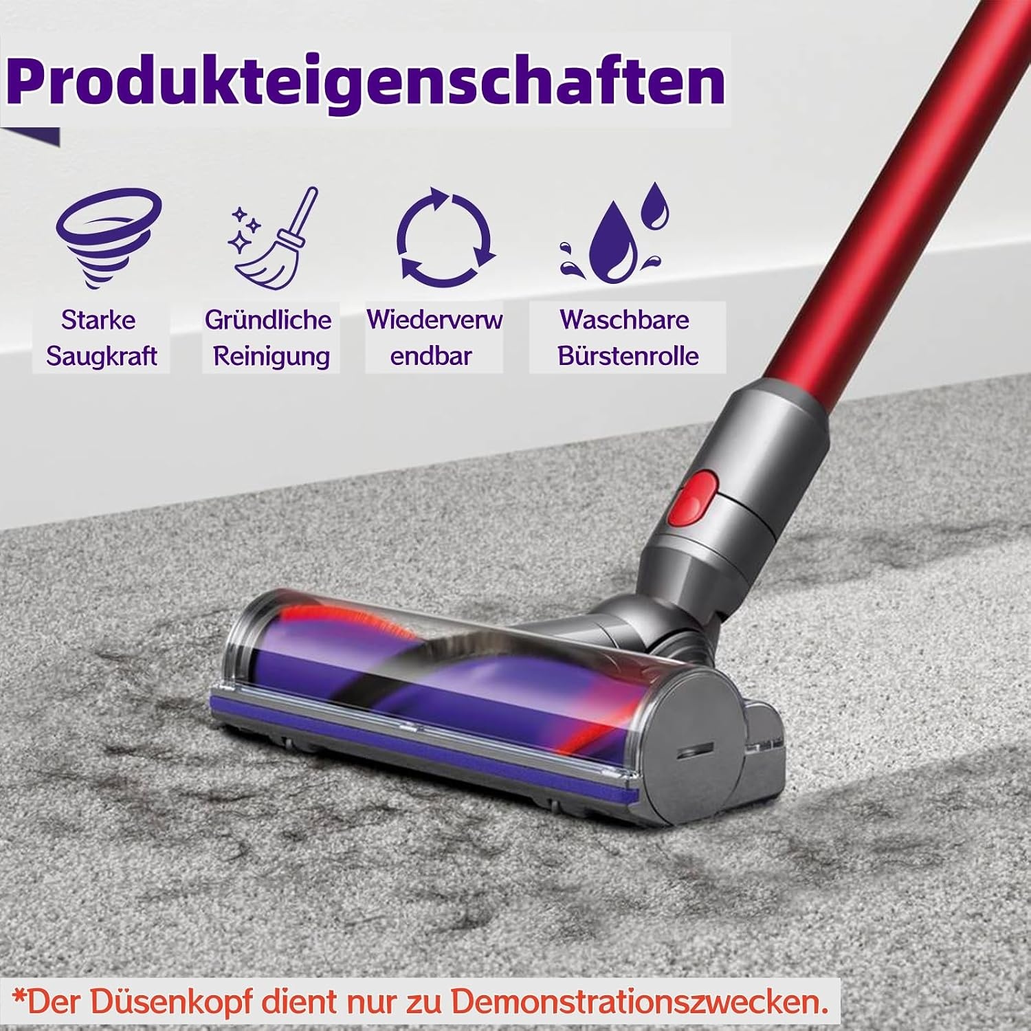 borstel en vloerzuigmond compatibel met Dyson V7, V8, V10, V11, V15, reserveonderdeel en accessoires voor Dyson stofzuiger, directe aandrijving, reiniger, kop, turbine met snelspanner voor harde