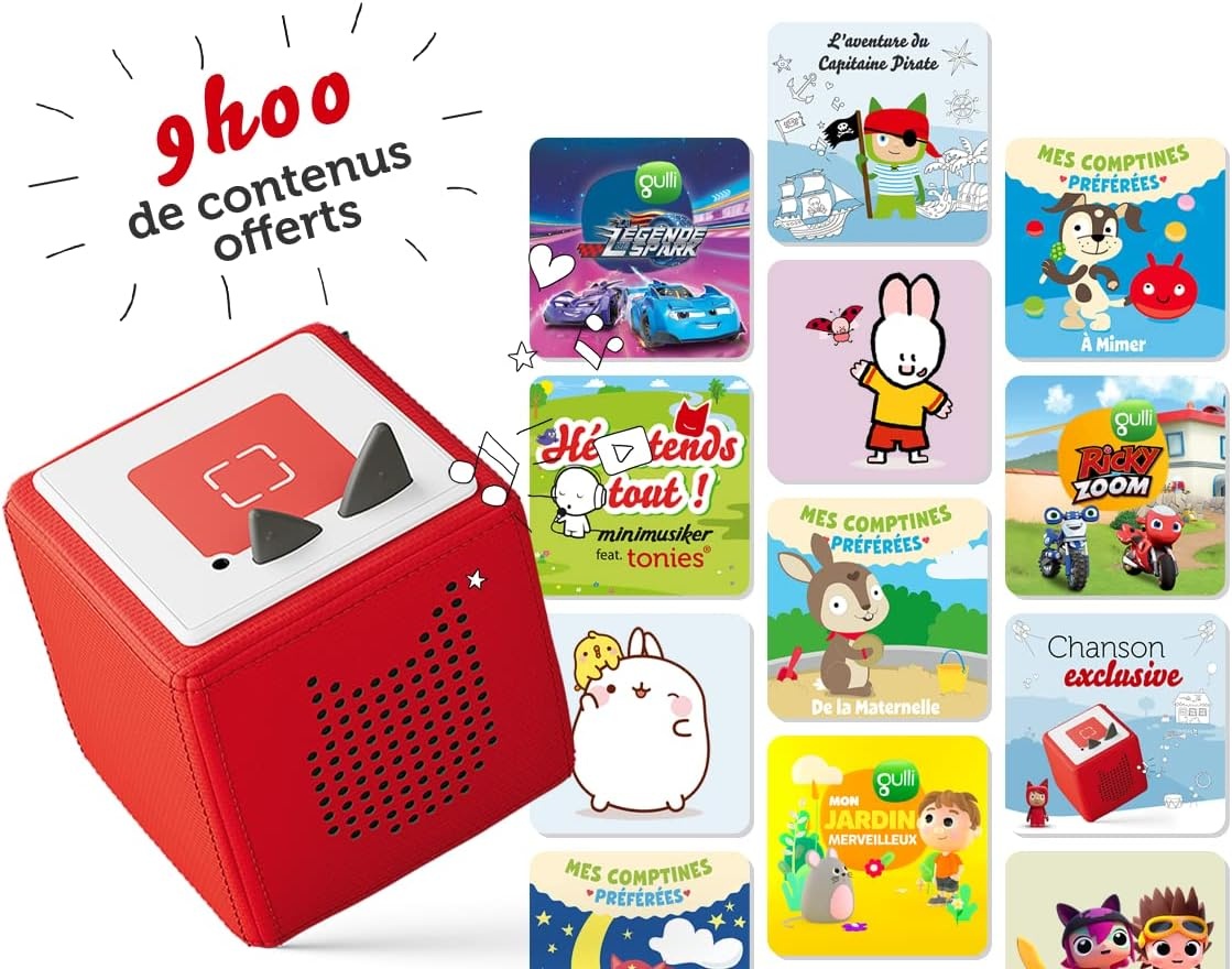 Mijn eerste Toniebox, starterset, rood, met 1 Creative Tonie, audiobox met verhalen en muziek voor kinderen van 3 tot 7 jaar, robuust en eenvoudig te gebruiken, met verzamelpoppetje