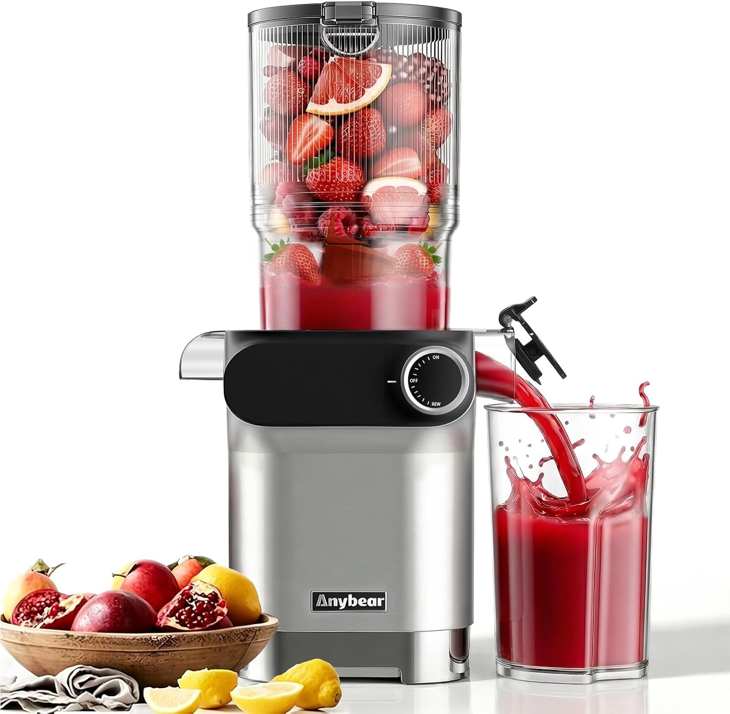 Slow Juicer Sapcentrifuge - 200W, 110mm Vulschacht, Tritan, Zilvergrijs | 34% Korting