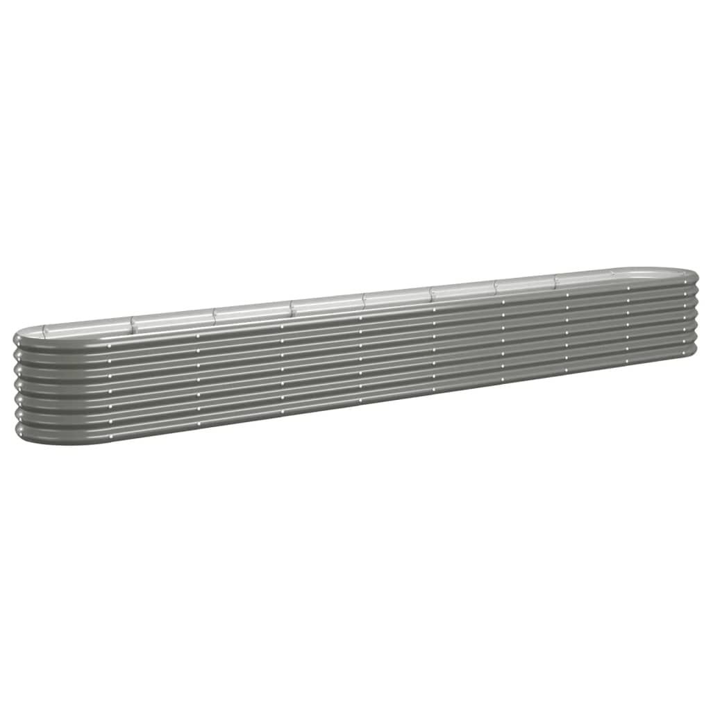 vidaXL Plantenbak 332x40x36 cm gegalvaniseerd staal grijs