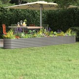vidaXL Plantenbak 332x40x36 cm gegalvaniseerd staal grijs